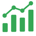 Snowflake Analytics Optimization Icon Green analytics performance icon representing Snowflake dashboard and query optimization services.