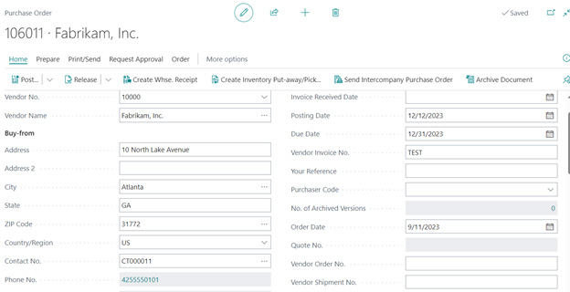 Create a Purchase Order 