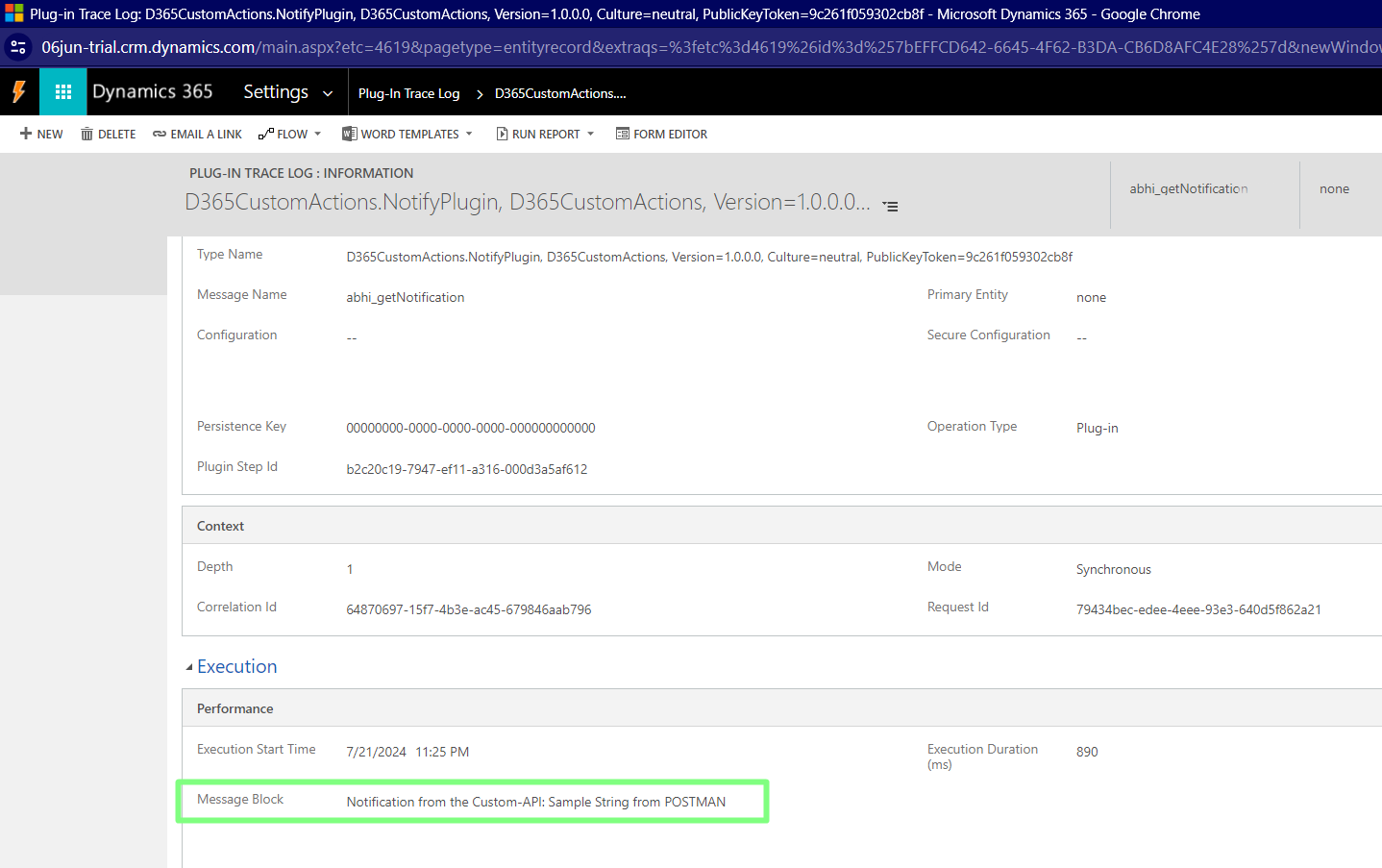 Dynamics 365 CE – Plugin Trace Logs