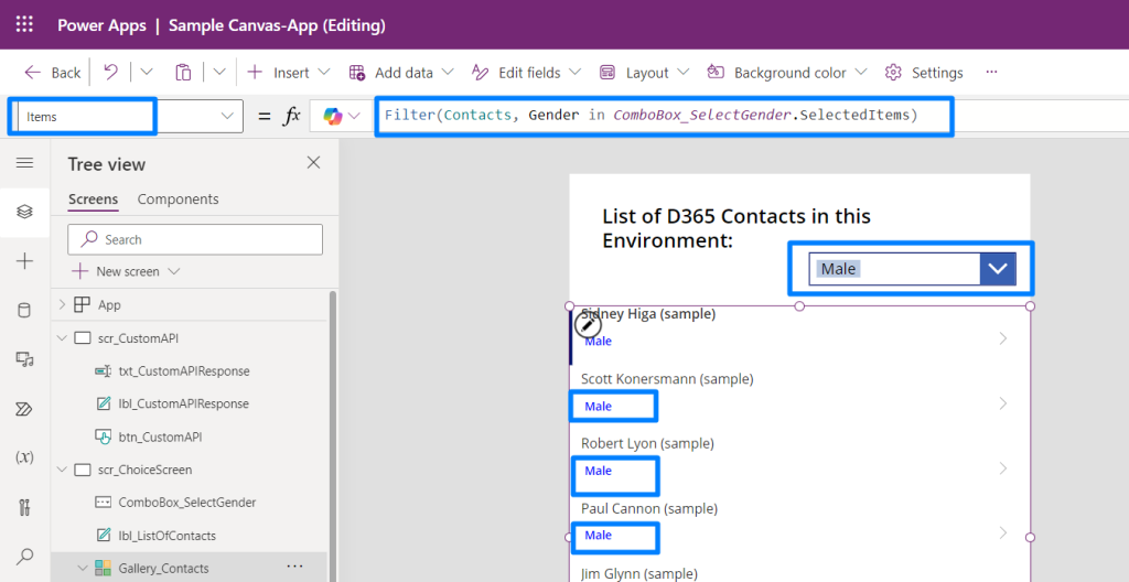 Filtering Dynamics 365 CE in Canvas Apps Tutorial