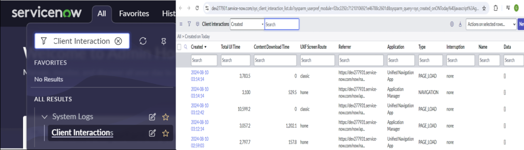 Client Interactions ServiceNow