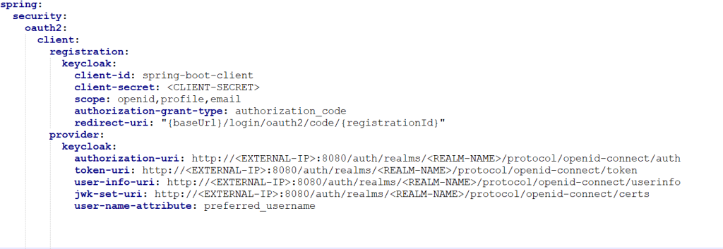 Configure Keycloak in application.yml