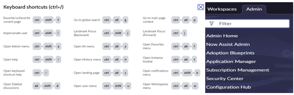 Open Admin Menu ServiceNow