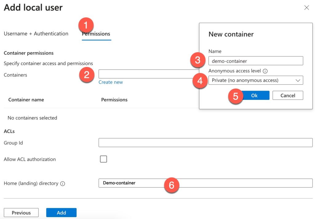 new container and mention the same container name