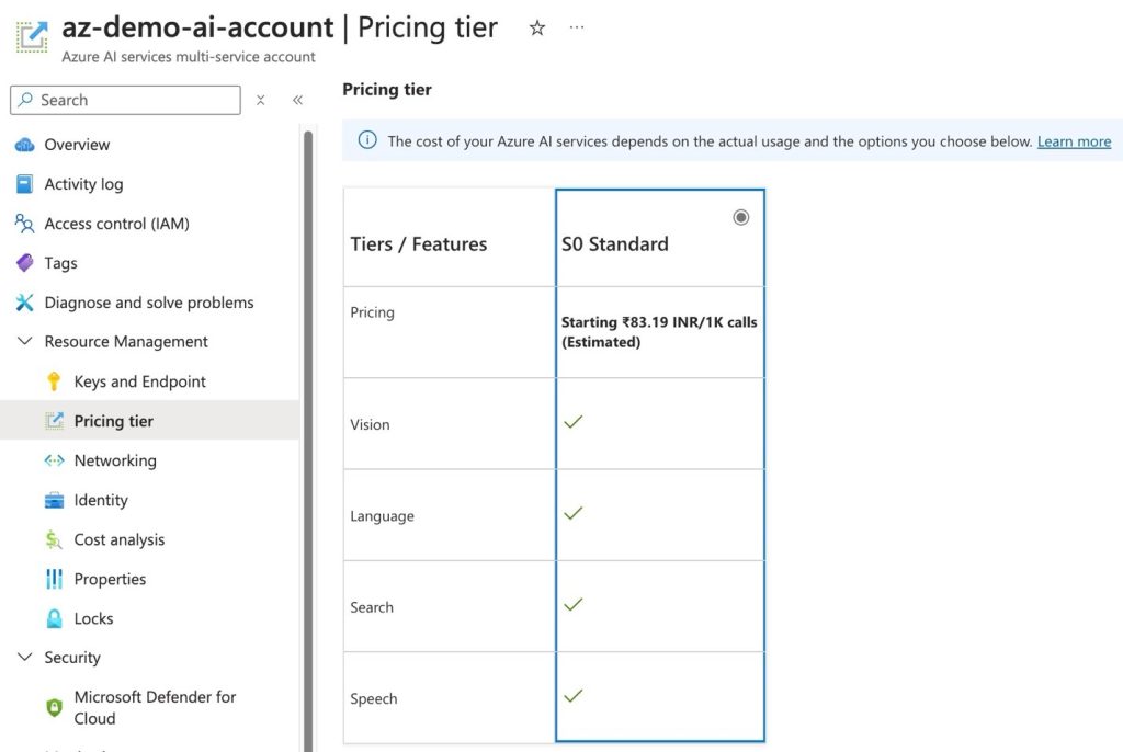 AZ Demo AI Pricing Tier