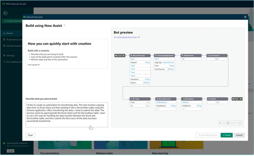 Now Assist for RPA Bot Generation