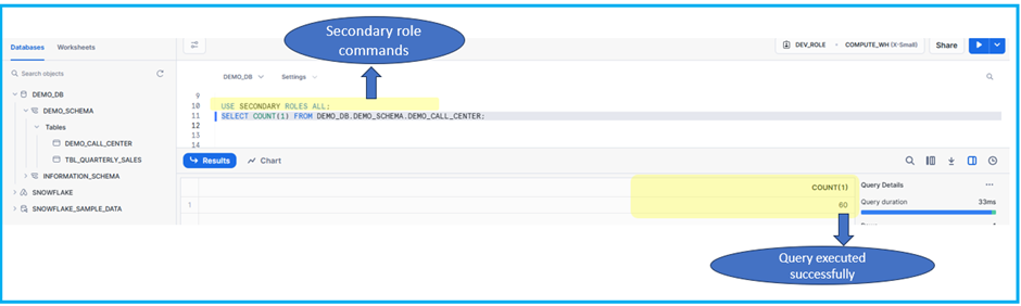 Secondary Role Commands in Snowflake