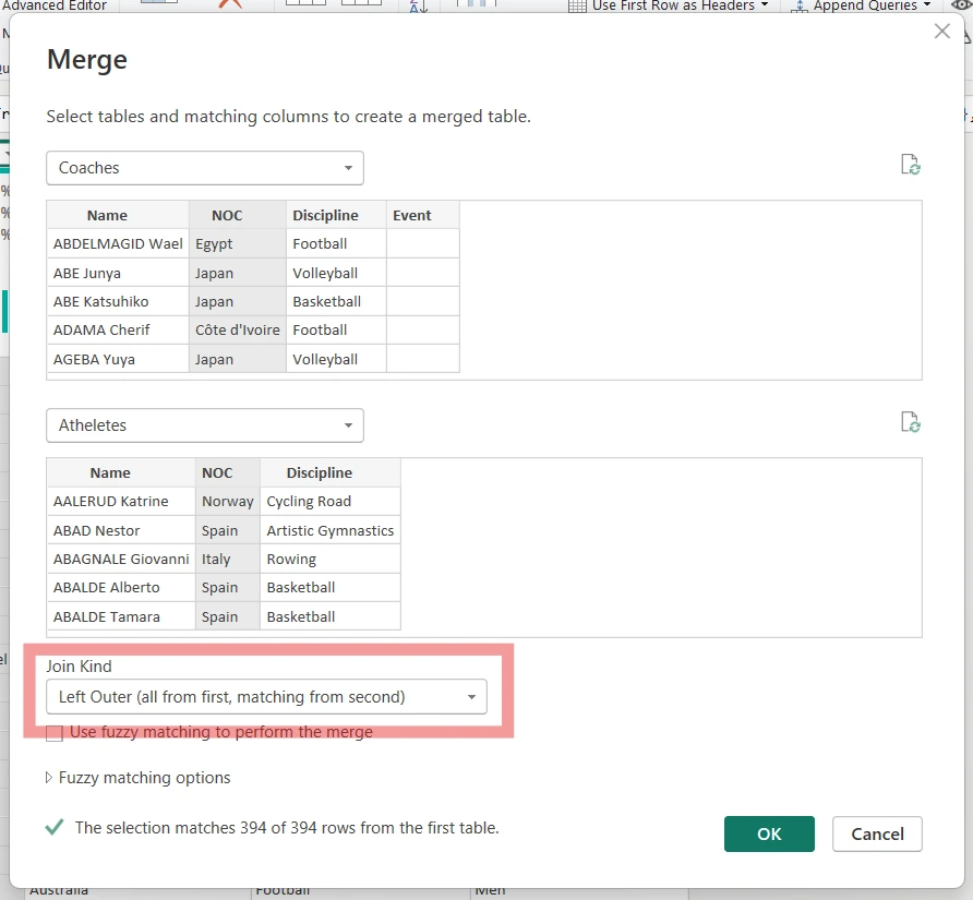 Merge Join table