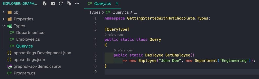 QueryType Attribute with Employee and Department