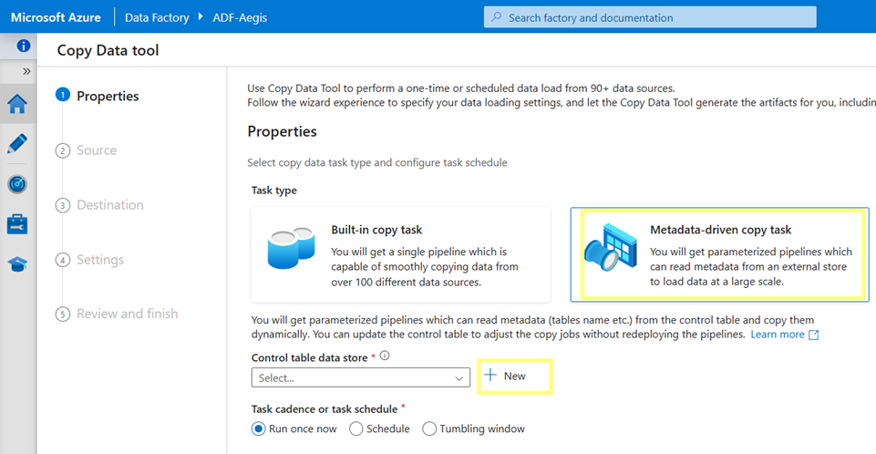 Metadata-driven Copy Task