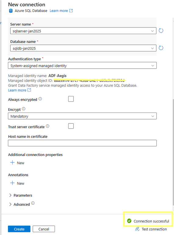 Test Connection to Linked Service